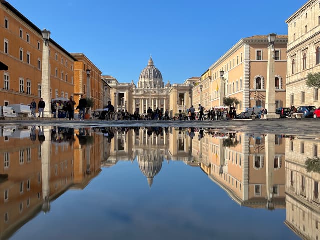 St. Peter's Basilica puddle reflection