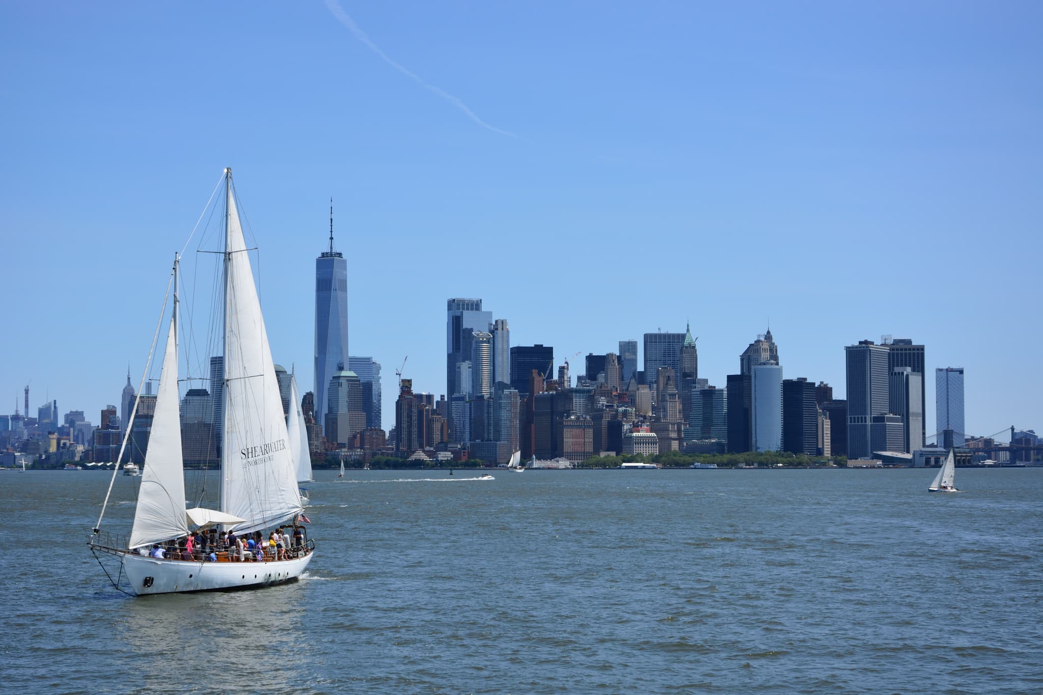 Sailboat with Manhattan skyline