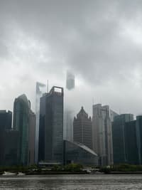 Shanghai tower in clouds