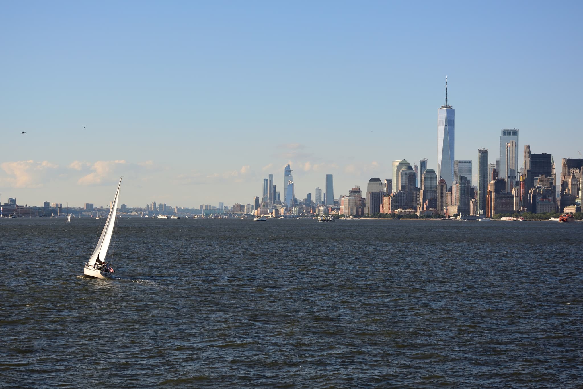 Sailboat with Manhattan skyline
