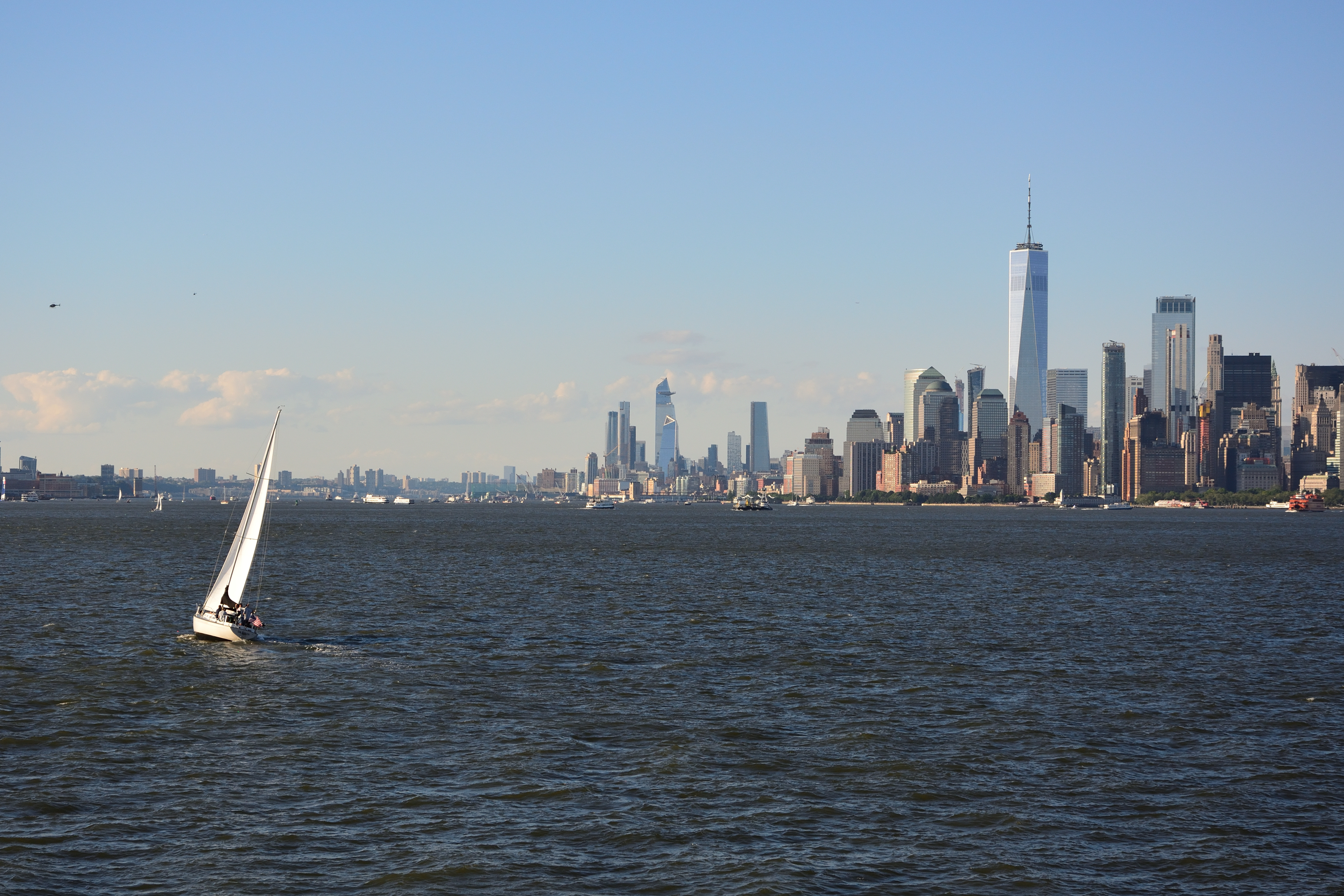 Sailboat with Manhattan skyline