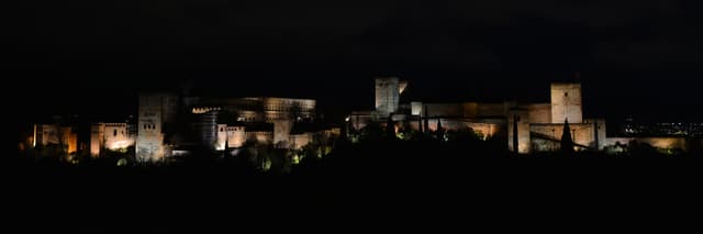 Alhambra fortress after dark
