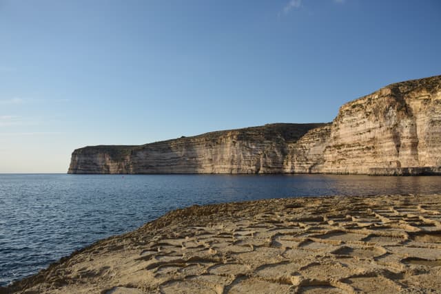 Cliffs and old salt pans of Xlendi