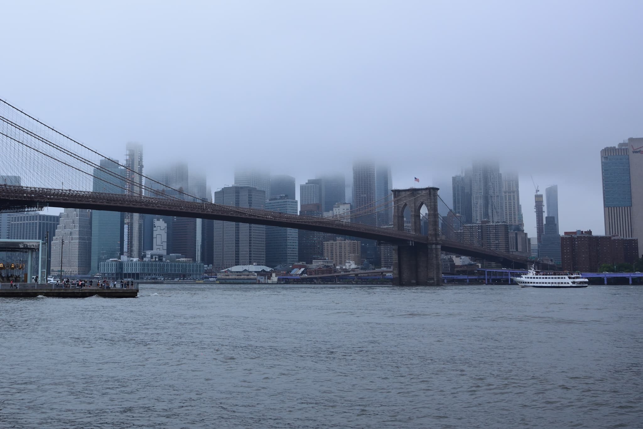 Brooklyn bridge in fog