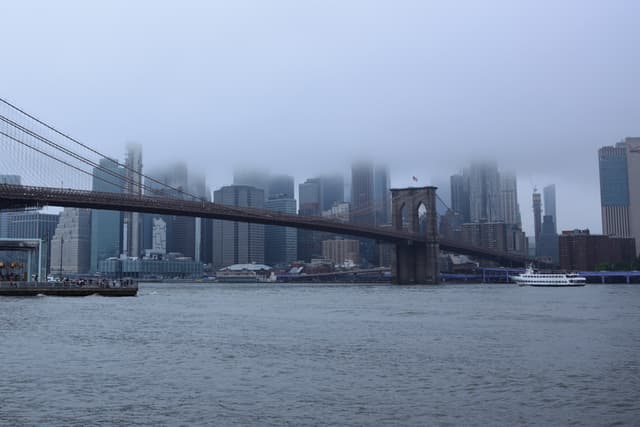 Brooklyn bridge in fog