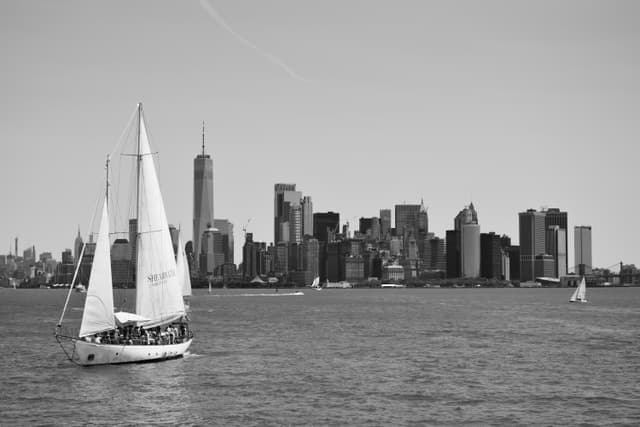 Sailboat with Manhattan skyline